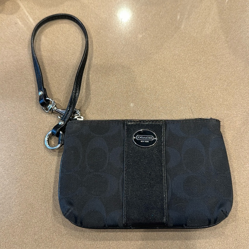 Coach black wristlet
